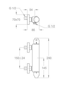 Doda 67 Wall-mounted thermostatic shower mixer with flex hose connection by Fir Italia - view 2