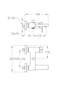Doda 67 Wall-mounted bath mixer with diverter and flex hose connection by Fir Italia - view 2