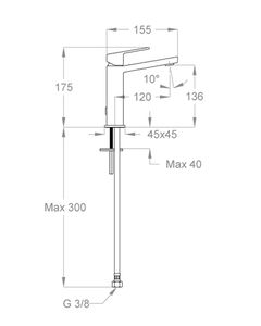 Kelio 63 Wash basin mixer, 175 mm high, center distance 120 mm long, without pop-up drain by Fir Italia - view 2