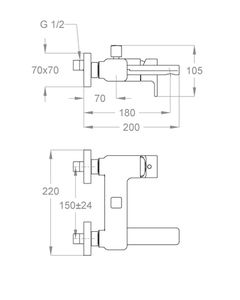 Kelio 63 Wall-mounted bath mixer with diverter and flex hose connection by Fir Italia - view 2
