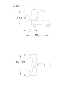 Melrose 71 Wall-mounted bath mixer with diverter and flex hose connection by Fir Italia - view 2