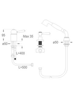 Melrose 71 Three-hole deck-mounted bath mixer with diverter and shower set, without spout by Fir Italia - view 2
