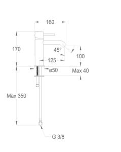 Cleo 84 Wash basin mixer, 170 mm high, center distance 125 mm long, without pop-up drain by Fir Italia - view 2