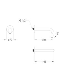 Cleo 84 Wall-mounted water spout 1/2'', center distance 180 mm long, complete length 195 mm by Fir Italia - view 2