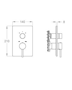 Cleo 84 External part for wall-mounted built-in shower mixer with two-way diverter by Fir Italia - view 2