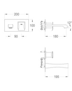 Déco 87 External part for wall-mounted built-in basin mixer with plate, 195 mm long, center distance 180 mm long by Fir Italia - view 2