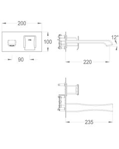 Déco 87 External part for wall-mounted built-in basin mixer with plate, 235 mm long, center distance 220 mm long by Fir Italia - view 2