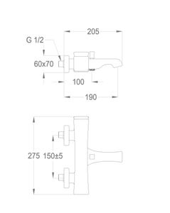 Déco 87 Wall-mounted bath mixer with diverter and flex hose connection by Fir Italia - view 2