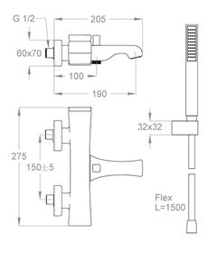 Déco 87 Wall-mounted bath mixer with diverter and shower set by Fir Italia - view 2
