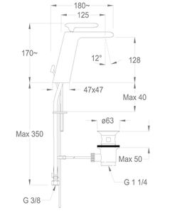 Dynamica 88 Wash basin mixer, 170 mm high, center distance 125 mm long, with pop-up drain and pull-rod by Fir Italia - view 2