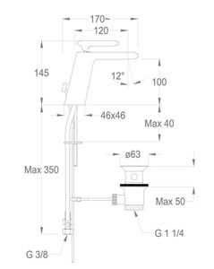 Dynamica 88 Wash basin mixer, 145 mm high, center distance 120 mm long, with pop-up drain and pull-rod by Fir Italia - view 2