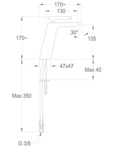 Dynamica 88 Wash basin/bidet mixer, 170 mm high, center distance 130 mm long, without pop-up drain by Fir Italia - view 2