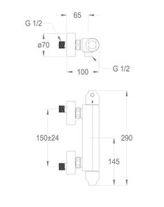 Dynamica 88 Wall-mounted thermostatic shower mixer with flex hose connection by Fir Italia - view 2