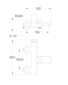 Dynamica 88 Wall-mounted bath mixer with diverter and flex hose connection by Fir Italia - view 2
