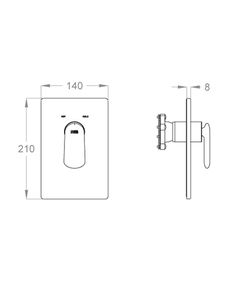 Dynamica 88 External part for wall-mounted built-in one-way shower mixer by Fir Italia - view 2