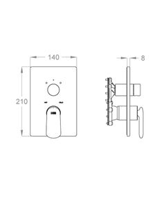 Dynamica 88 External part for wall-mounted built-in shower mixer with two-way diverter by Fir Italia - view 2