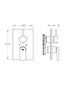 Dynamica 88 External part for wall-mounted built-in shower mixer with three-way diverter by Fir Italia - view 2