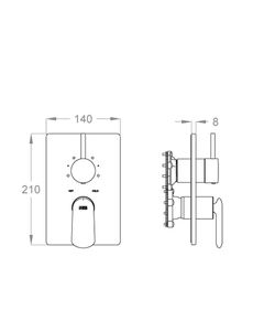 Dynamica 88 External part for wall-mounted built-in shower mixer with four-way diverter by Fir Italia - view 2