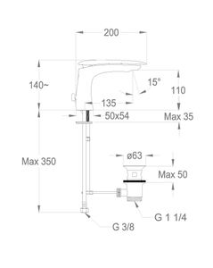 Synergy Cover 94 Wash basin mixer 140 mm high, center distance 135 mm long, with pop-up drain and pull-rod by Fir Italia - view 2