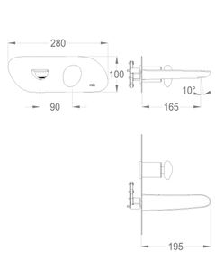 Synergy Stone 95 External part for wall-mounted built-in basin mixer with plate, 195 mm long, center distance 165 mm long by Fir Italia - view 2