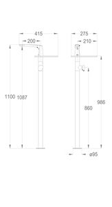 Synergy Stone 95 External part for floor-mounted wash basin mixer, 1100 mm high, centre distance 200 mm long, with shelf in DuPont™ Corian® by Fir Italia - view 2