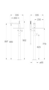 Synergy Stone 95 External part for floor-mounted bath mixer, with mixer for spout,  diverter for anti-limescale hand shower and shelf in ... by Fir Italia - view 2
