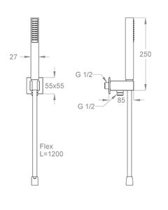 Playone 90 Built-in anti-lime hand shower set with wall water inlet by Fir Italia - view 2