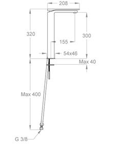 Playone 90 Wash basin mixer, 320 mm high, center distance 155 mm long, without pop-up drain by Fir Italia - view 2