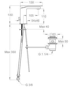 Playone 90 Wash basin mixer, 130 mm high, center distance 105 mm long, with pop-up drain and pull-rod by Fir Italia - view 2