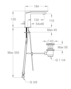 Playone 90 Wash basin mixer, 130 mm high, center distance 130 mm long, with pop-up drain and pull-rod by Fir Italia - view 2