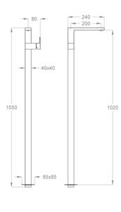 Playone 90 External part for floor-mounted wash basin mixer, 1050 mm high, centre distance 200 mm long by Fir Italia - view 2