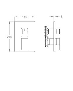 Playone 90 External part for wall-mounted built-in shower mixer with two-way diverter by Fir Italia - view 2