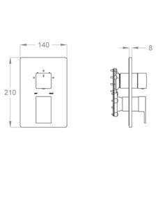 Playone 90 External part for wall-mounted built-in shower mixer with three-way diverter by Fir Italia - view 2