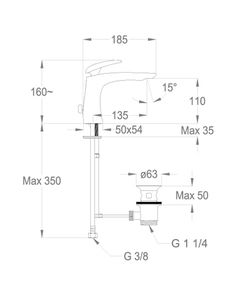 Synergy Open 93 Wash basin mixer 160 mm high, center distance 135 mm long, with pop-up drain and pull-rod by Fir Italia - view 2