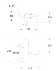 Synergy Open 93 Wall-mounted bath mixer with diverter and flex hose connection by Fir Italia - view 2