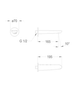 Synergy Open 93 Wall-mounted water spout 1/2'', center distance 165 mm long, complete length 195 mm by Fir Italia - view 2