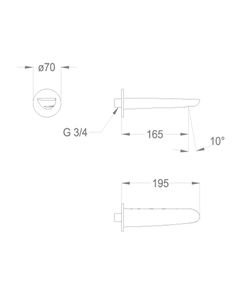 Synergy Open 93 Wall-mounted water spout 3/4'', center distance 165 mm long, complete length 195 mm by Fir Italia - view 2
