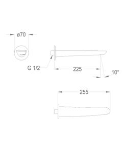 Synergy Open 93 Wall-mounted water spout 1/2'', center distance 225 mm long, complete length 255 mm by Fir Italia - view 2