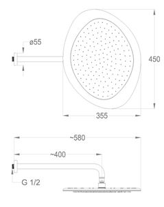 Synergy shower heads Wall-mounted shower head 450x355 mm by Fir Italia - view 2