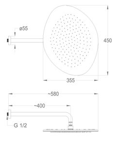 Synergy shower heads Wall-mounted shower head 450x355 mm by Fir Italia - view 2