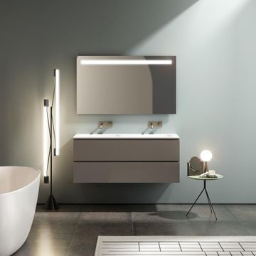 SIGNATURE 02 - Single wall-mounted walnut vanity unit with integrated washbasin by Karol - view 7