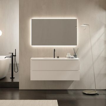 SIGNATURE 02 - Single wall-mounted walnut vanity unit with integrated washbasin by Karol - view 8