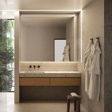SIGNATURE 02 - Single wall-mounted walnut vanity unit with integrated washbasin by Karol - view 4