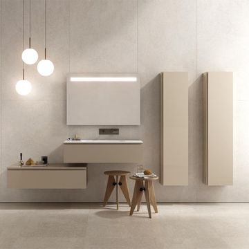 SIGNATURE 02 - Single wall-mounted walnut vanity unit with integrated washbasin by Karol - view 5