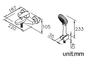Pan 2 Series - Bath/Shower Mixer W/Hand Shower & Wall Bracket & Hose 150cm by JUSTIME - view 7