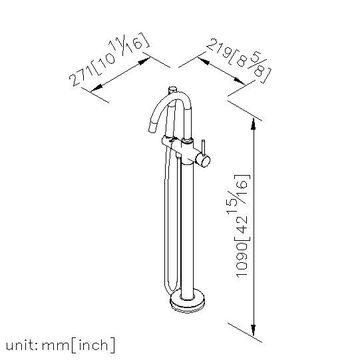 Bathtub Faucet - Floor-Mounted Bath Mixer W/Hand Shower & 150cm Hose by JUSTIME - view 5