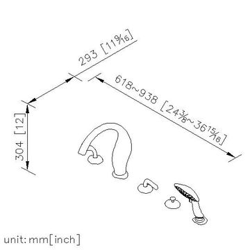 Two-Handle Bathtub Faucet W/Diverter & Hand Shower by JUSTIME - view 8