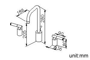 Symmetria Series - Two-Handle Widespread Basin Faucet W/Lift Rod by JUSTIME - view 5