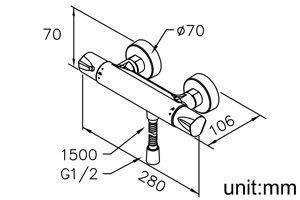 Chapter Series - Thermostatic Shower Mixer W/Hose by JUSTIME - view 5