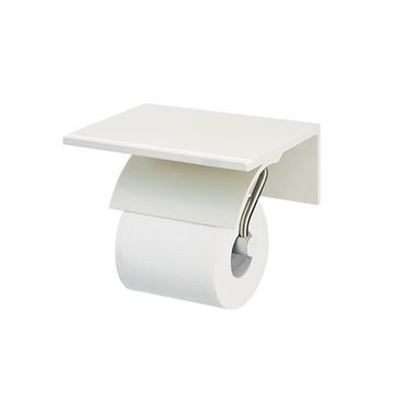 Bathroom Accessories - Single Toilet Tissue Holder W/Shelf (Free Direction)(Aluminum W/Ivory Coating) by JUSTIME - view 3